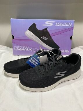 Skechers Black & White Mesh GOwalk Casual Trainers